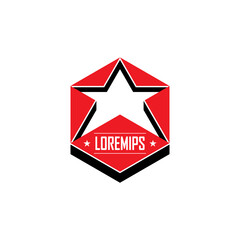 The emblem of the sports club. A five-pointed star inside a hexagon. Logo.