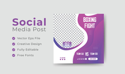 Boxing fight social media post template