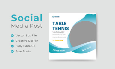 Table tennis square banner design template