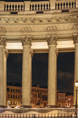 Obraz premium Orthodox church with the style of classicism. View at night by the light of lanterns.