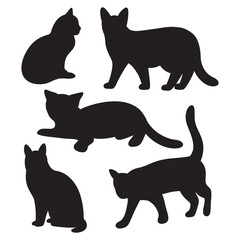 set of cat silhouette vector