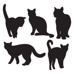 set of cat silhouette vector