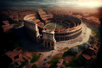 Ancient Rome top view panorama