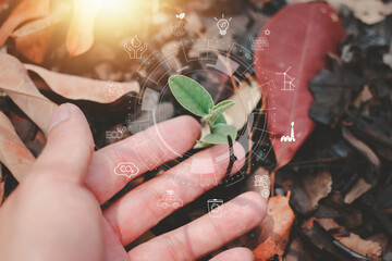 ESG icon concept circulating in the hands, Society and Governance
