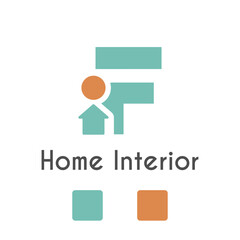 F Letter With Home House Icon for Home Interior, Architecture, Furniture Business Logo Idea Template