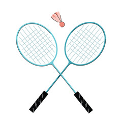 badminton racket with shuttlecock isolated vector illustration
