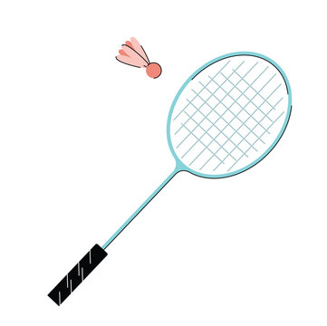badminton racket with shuttlecock isolated vector illustration
