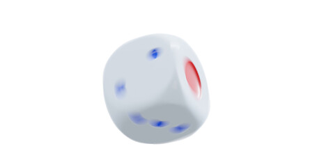 3d render of rolling dice with motion blur for casino or gambling concept, png format with transparent background.