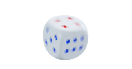 3d render of rolling dice with motion blur for casino or gambling concept, png format with transparent background.