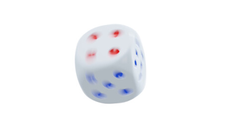 3d render of rolling dice with motion blur for casino or gambling concept, png format with transparent background.