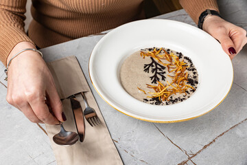 delicious soup prepared in the restaurant
