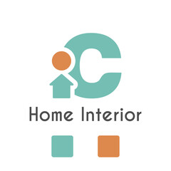 C Letter With Home House Icon for Home Interior, Architecture, Furniture Business Logo Idea Template