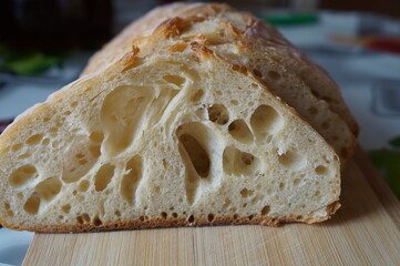 Sliced bread on a board