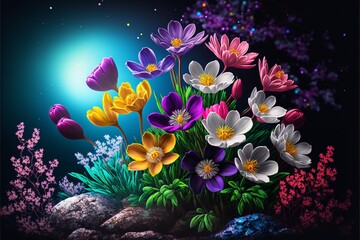 Obraz na płótnie Canvas Colorful spring flowers as present. Generative AI.