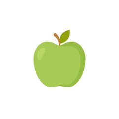 Green apple isolated on white background. Fruit. Vector illustration. 