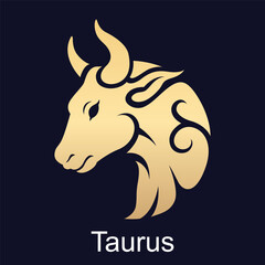 Taurus symbol of zodiac sign in luxury gold style