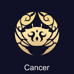 Cancer symbol of zodiac sign in luxury gold style