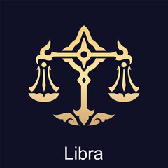 Libra symbol of zodiac sign in luxury gold style