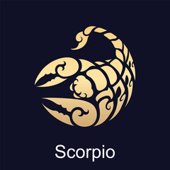 Scorpio symbol of zodiac sign in luxury gold style