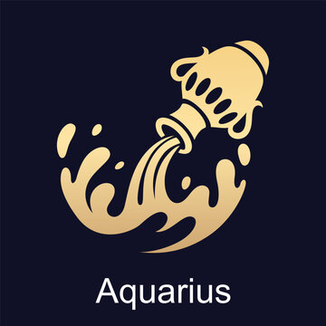 aquarius symbol of zodiac sign in luxury gold style
