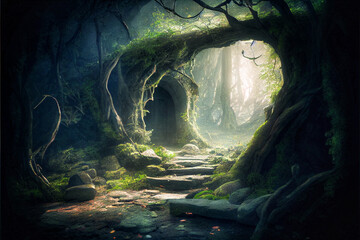Fototapeta premium Generative AI abstract render of a fantasy landscape