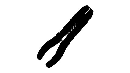 Electrical wire stripping and terminal crimping pliers silhouette