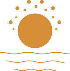 Minimalistic vector illustration of the sun over the sea