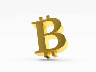 Golden bitcoin sign. 3d illustration