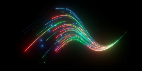 3d render, abstract background with glowing neon shape, wavy lines. Fantastic wallpaper