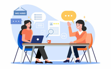 businesswoman or HR having an interview with job applicant. Job interview, candidate with cv resume.