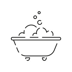 Baby shower and newborn baby icon in linear style. Included the icons as baby, child, balloon, gift, decoration, toys and party line icon. Baby bathtub