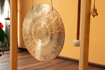 bells close-up Tibetan singing bowl in sound therapy