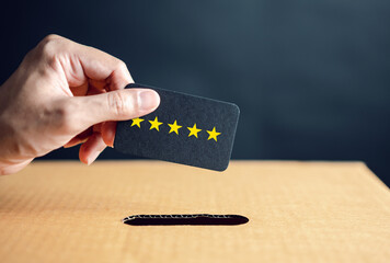 Customer Experiences giving five stars and smile face review, Client's Satisfaction Surveys on...
