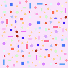 Fototapeta na wymiar purple background with colorful circles triangle squares 