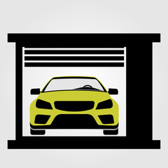 Car in garage icon isolated on white background. Vector illustration