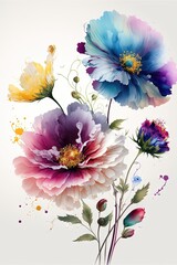 Fleurs et plantes colorées minimalistes. Idéal pour les cartes postales, le papier peint.