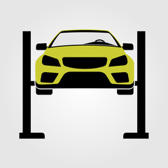 Car on the lift icon isolated on white background. Vector illustration