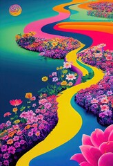 Fleurs et plantes aux couleurs de l'arc-en-ciel. Idéal pour les cartes postales, le papier peint.