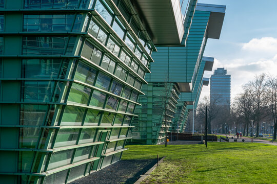 Nijmegen, Netherlands - January 29, 2023: View over modern dutch building at the Radboud university