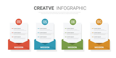 Education Concept Infographic Template Design With note, Email. Can be used for workflow layout, diagram, business step options, banner, and web design.