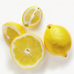 Lemons isolated on white background. Generative AI.