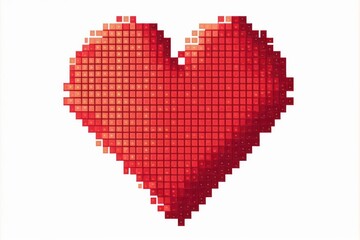 Fototapeta na wymiar Red heart pixel art style isolated on white background. Generative AI.