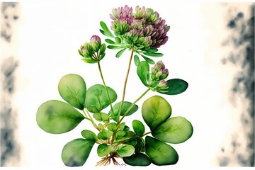 Clover watercolour isolated on white background. Generative AI.