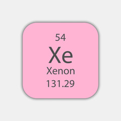 Xenon symbol. Chemical element of the periodic table. Vector illustration.