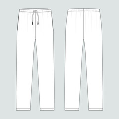 Sports jersey pant technical fashion flat sketch vector illustration template front and back views. Sportswear pant design Isolated on grey background. Easy edit and customizable.