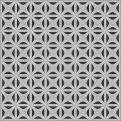 fabric and tile pattern in gray and black colors consisting of flower-like shapes