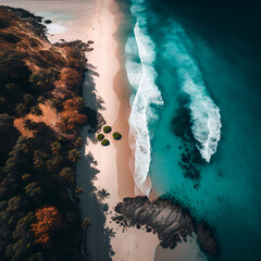 Fototapeta na wymiar Aerial view of a tropical beach