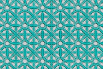 Tile and fabric pattern of curved blue lines on a white background