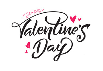 Fototapeta premium Lettering postcard about love. Happy Valentine'day card - hand drawn doodle lettering postcard. Heart, be mine. Vector