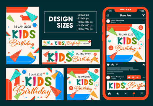 Kids Birthday Web Banner Ads Sets